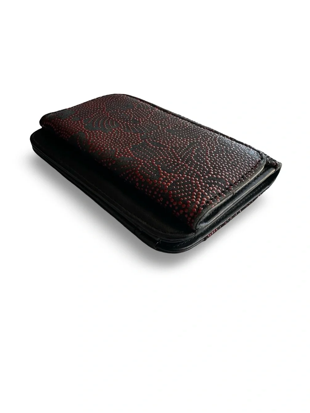 NWT Japanese Koshu Inden Deerskin Lacquer Wallet Red Hana Karakusa
